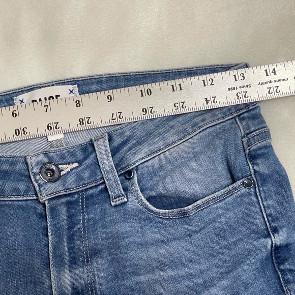 Paige Colette Crop Flare Distressed Blue Jeans w Raw Hem - Picture 14 of 16